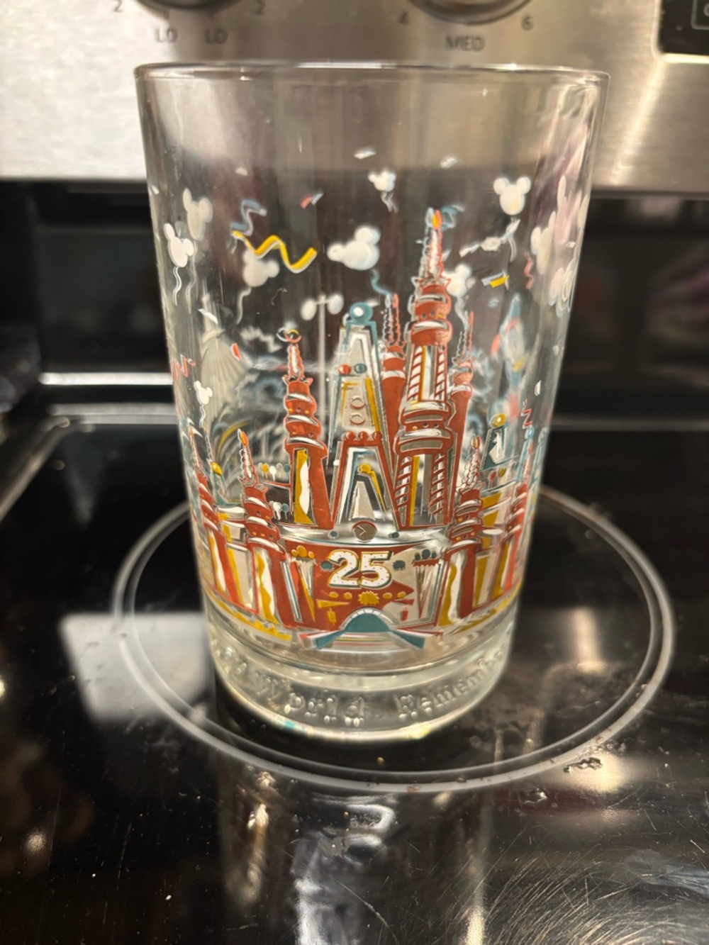 Disney Cake Castle 25th Anniversary Painted Glass - Red, Yellow, Blue, White